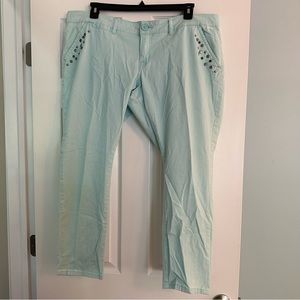 Torrid 18 aqua capris with grommet pocket detailing
